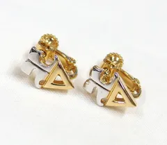 courreges クレージュ ゴールド×シルバー ロゴ イヤリング