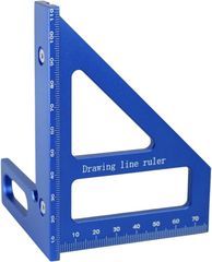 ルナリ 直角定規 90度 45度 多機能 アルミ製 木工用 DIY 製図 木工定規 大工 三角 L字 直線 スケール カット 工具(ブルー)