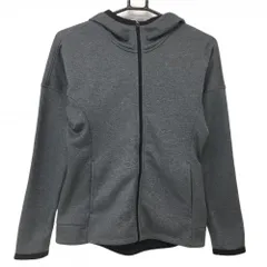アディダス ジップパーカー グレー×黒 ロゴプリント 裏起毛  レディース M ゴルフウェア adidas
