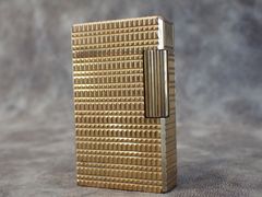 S.T.DUPONT デュポン ライン1 ロング ブロックチェック柄 スクエア 喫煙具 ガスライター ゴールド フランス製