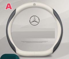 【新品未使用】メルセデス?ベンツ☆ハンドルカバー 自動車 本革 通気滑り止 ステアリング ホイールカバー 38cmサイズ D型