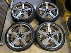 【2504018】VeilSide ヴェイルサイド 20インチ 9.5J +28 10.5J +25 PCD114.3 5H + BRIDGESTONE POTENZA S007 245/35R20 275/30R20 2022年 5.5mm 3mm