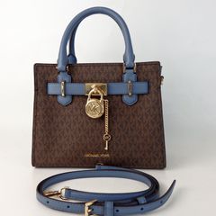 【MICHAEL KORS】マイケルコース MK柄 総柄 MK金具 2way ハンドバッグ ショルダーバッグ ブラウン ライトブルー レザー【未使用品】7-4 41032