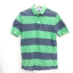 ◇ TOMMY HILFIGER トミー ヒルフィガー 半袖 ポロシャツ サイズS/P グリーン ネイビー メンズ E  【1406050084899】