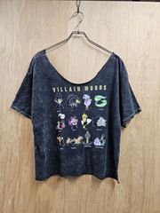 【US古着】Disney VILLAIN Off Shoulder Remake T-Shirt | ディズニー ヴィラン プリント オフショル リメイク Tシャツ ウォッシュ加工