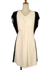 ラボラトリーワーク laboratory work ワンピース チュニック Vネック バイカラー シフォン M アイボリー 黒 ブラック