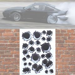 弾痕ステッカー 車用 ステッカー おもしろい 自動車 バイク スーツケース デカールシール ドア 約30X21cm