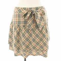 バーバリー ロンドン BURBERRY LONDON ティアードスカート ミニ フレア チェック柄 リボン 160A 160cm ベージュ BX260-120-43 /YT