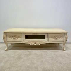 テレビボード　W130cm  ベージュアイボリー  アンティーク調