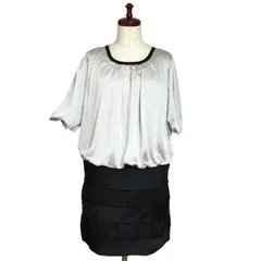 新品 在庫処分 5分袖サテンワンピース 大きいサイズ 17号 グレー