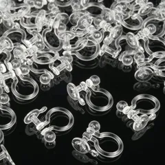 【新着商品】ノンホールピアス 樹脂 パーツ クリア 金属アレルギー対応 イヤリング 50ペア100個 (丸皿カン付き)