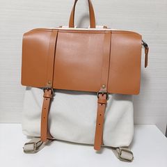 HALEINE アレンヌ 本革レザー(ヌメ革)×キャンバス リュック ナチュラル×キャメル A4収納可 未使用美品