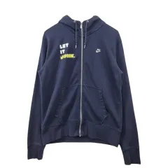 NIKE Nike(ナイキ） ネイビー フード ジップアップ L コットン