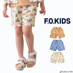 F.O.KIDS キッズ ショーツ 短パン 半ズボン ハーフパンツ ディズニー  ミッキー ミニー キャラクター アロハ 男の子 女の子 ユニセックス レーヨン 総柄 100 110 120 130 140 R323034 アイボリー
