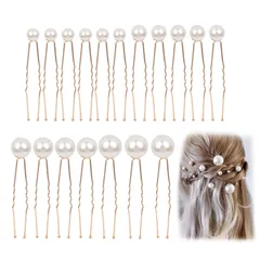 【在庫処分】造花飾り 飾り 浴衣 おしゃれ 和装髪飾り Uピン キラキラ ヘアピン ヘア飾り 4サイズ ヘアアクセサリー 成人式 ヘアアクセサリー 七五三 披露宴 パールピン パーティー 入学式 Ｕピン 卒業式 和装 パール シルバー 18個セット 髪飾り (