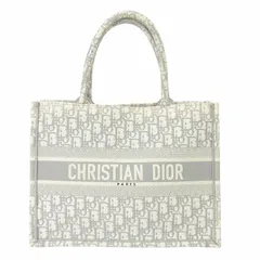 クリスチャンディオール Christian Dior オブリーク ブックトート ミディアム ハンドバッグ 総柄 キャンバス グレー 鞄 ☆AA★