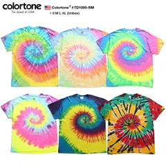 colortone Tシャツ 半袖 全6色 大きいサイズ カラートーン 派手 総柄 タイダイ 柄 グラデーション b系 ヒップホップ ファッション アメリカ製 ストリート系 ブランド 服 TD1000-RM M