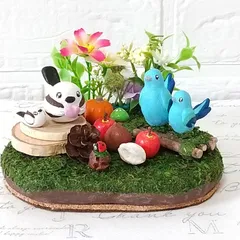 森の妖精さん 仲良しお喋り 　粘土アート　粘土細工