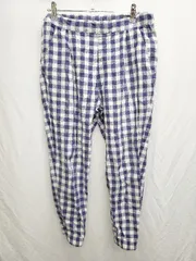 ◇ ⊂ Samansa Mos2　SM2 コットン　リネン　チェック イージー　パンツ サイズF ブルー レディース P  【1411070002136】