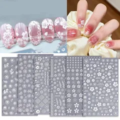 Sucodver ネイルシール 花 桜 白 花びら 花柄 ネイルシール フラワー 桜の花びら ホワイト 春 透け 和風 6枚セット 1