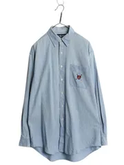 【お得なクーポン配布中!】 90s 初期 ポロゴルフ ラルフローレン 長袖 シャンブレー ボタンダウン シャツ メンズ M / オールド ポロ 100% コットン ポケット付き BD 青