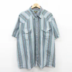 XL/古着 半袖 ウエスタン シャツ メンズ 大きいサイズ グレー他 ストライプ 25may09 中古 トップス