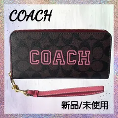 COACH 長財布 ヴァーシティ モチーフ ブラウン×ウォーターメロン