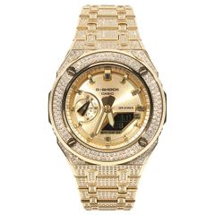 G-SHOCK GA2100gb GARISH ゴールド メタル 全面CZジルコニアカスタム カシオーク ステンレス製 全面カスタマイズ ゴールドダイアル
