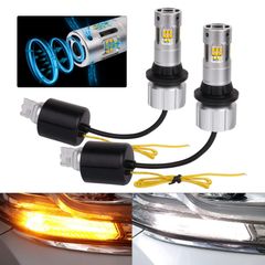 Mixsuper T20 WX3X16D 7440 LED ピッチ部違い ウィンカーポジション キット 最新型 冷却ファン付き 防水 バルブ 二色 業界初モデル アンバー 3600LM 28W ウィンカー ホワイト 1600LM 6W デイライト ハイフラ無し
