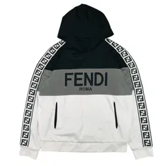 FENDI★フェンディ・メンズ ビックブランドロゴ刺繍 千鳥格子デザイン ズッカ柄サイドライン プルオーバー オーバーサイズ パーカー 2022年モデル(S)スウェット FF カジュアル 秋冬物 ブランド
