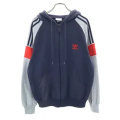 adidas アディダス 80s ヴィンテージ 台湾製 トレフォイルロゴ 長袖 ジップパーカー S グレー メンズ 古着