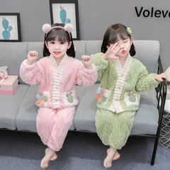 パジャマ ルームウェア キッズ 子ども 即購入OK 上下セット 部屋着 寝巻き 子供 厚手 防寒 ふわふわ もこもこ セットアップ あったか 女の子 mlxz200