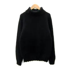 メンズメルローズ MEN'S MELROSE ニット セーター 長袖 タートルネック 無地 4 黒 ブラック /SY26のサムネイル