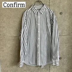 【中古】美品 コンファーム confirm ストライプ シャツ メンズ Ｌサイズ ボタンダウン 長袖 トップス