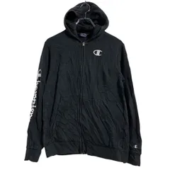 Champion ロゴ スウェット パーカー キッズ 160 程 ブラック チャンピオン ジップアップ 古着卸 アメリカ仕入 a701-6270