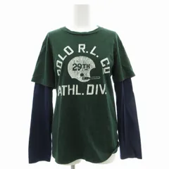 ポロ バイ ラルフローレン Polo by Ralph Lauren Tシャツ カットソー 長袖 クルーネック レイヤード プリント L 緑 グリーン 紺 ネイビー /SS 1102 ■GY09のサムネイル