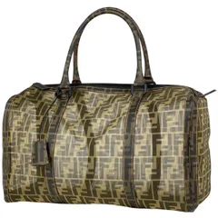 フェンディ FENDI ズッカ柄 ハンドバッグ メッシュ ボストン 手提げ 総柄 ハンドバッグ コーティングキャンバス ブラウン 8BL062 レディース 【中古】