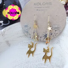 【匿名配送】【おまとめ割引】【ピアス or イヤリング 変更可】【＊2402  猫の親子 ピアスイヤリング】  ハンドメイドピアス　ハンドメイドイヤリング 揺れるピアス 揺れるイヤリング