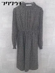 ◇ SHEENA DEL RAY シーナデレイ 総柄 長袖 膝下丈 ワンピース サイズM ブラック レディース 【中古】 【1102040002859】
