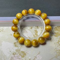 천연 미품 [골든 타이거 아이] 팔찌 천연석 B 13.7-14.2mm ZB8305
