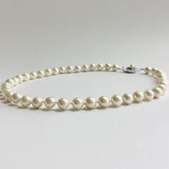 貝磨きパールmixカラーオールノットネックレス/8mm約42cm/ホワイトマルチ/made in japan