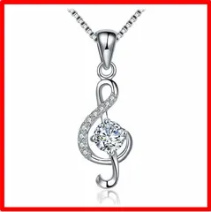 【送料無料 】DZ143 [Richapex] 音符 ネックレス レディース ジルコニア シルバー 925 ネックレス 金属アレルギー対応 音符ペンダントチェー