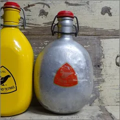 フランス製 ビンテージセット グランテトラ水筒 黄色と銀 真鍮