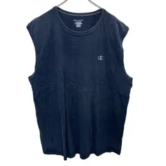 Champion ロゴTシャツ 2XL ネイビー チャンピオン プルオーバー ビッグサイズ ノースリーブ ワンポイント 古着卸 アメリカ仕入 a704-5230