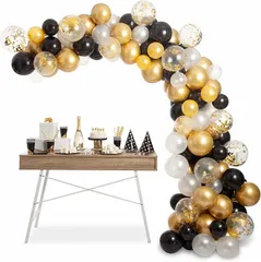 【人気商品】バルーン風船 ブルー バルーン風船 101個 紙吹雪バルーン 船セット ホワイト 結婚式 バルーン バルーン 誕生日 誕生日 誕生日 パーティー装飾 誕生日 パーティー飾り (ゴールド+ブラック) 風船