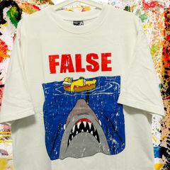 FALSE ホーマー アバンギャルド リプリント Tシャツ 半袖 メンズ 白 シンプソンズTシャツ The Simpsons Tシャツ バートシンプソン ホーマーシンプソン  ジョーズ サメ シャーク