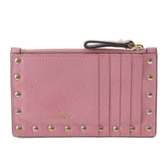 【ヴァレンティノ】Valentino　ロックスタッズ レザー フラグメントケース カードケース カードホルダー ピンク 【中古】【鑑定済・正規品保証】183277のサムネイル