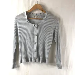 スーパービューティー  super beauty カーディガン 長袖 フリル バラ デザインボタン ラメ リブ グレー系 42サイズ 963762