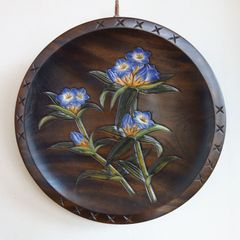 木彫りの飾り鉢 尺2寸 「リンドウ」 信州農民美術品 - メルカリ