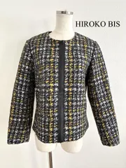 HIROKO BIS　ヒロコ ビス　千鳥柄ニードルパンチジャケット　Lサイズ　定価42,900円　送料込み　エレガント　都会的　通勤　お出掛け　おしゃれ　6458422のサムネイル